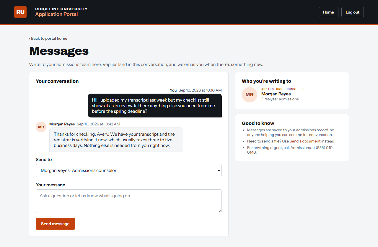 Messages (not launched yet): conversations log to the contact's activity history.