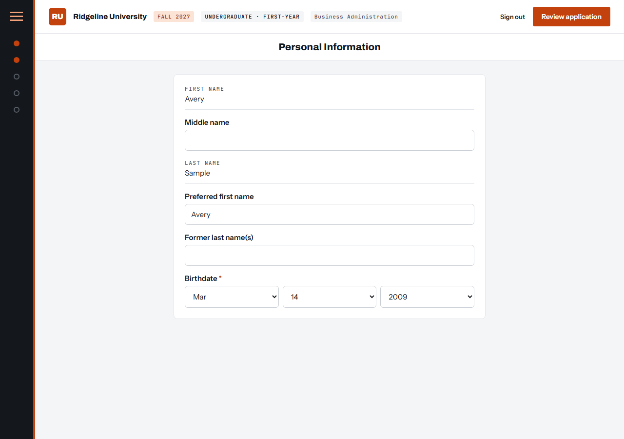 Inside the application: the TargetX application pages, restyled.